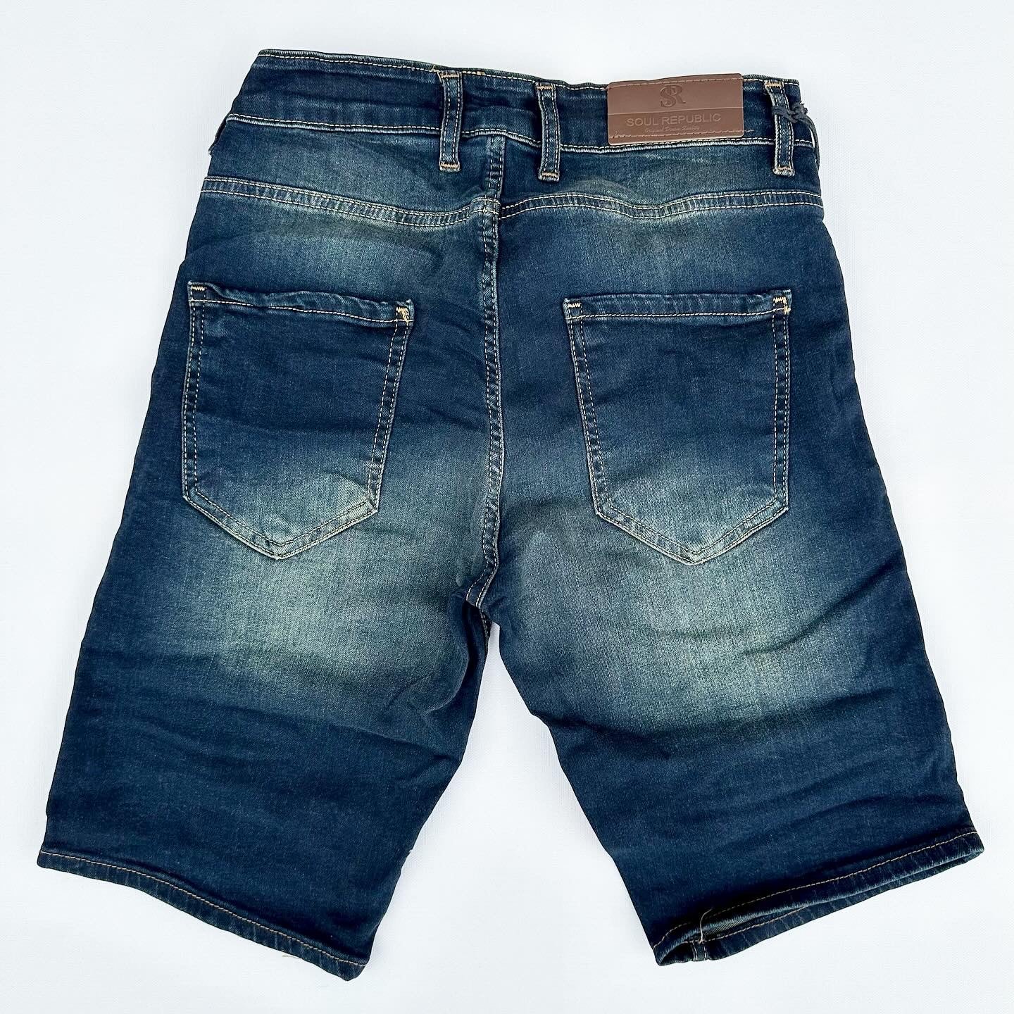 Blugi Scurti Denim Slim-Fit Albastru Vintage