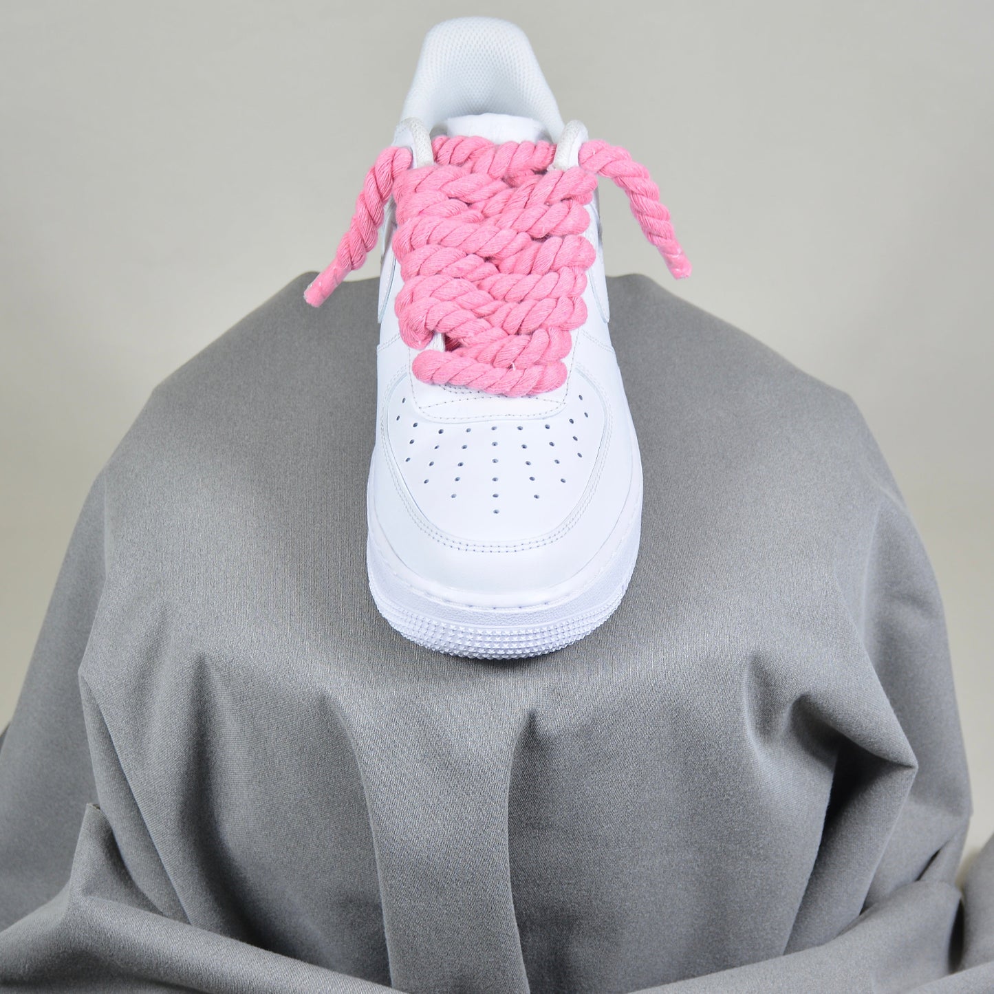 Pantofi Sport Nike Air Force 1 Low Custom Rope Laces Pink-Siret gros roz