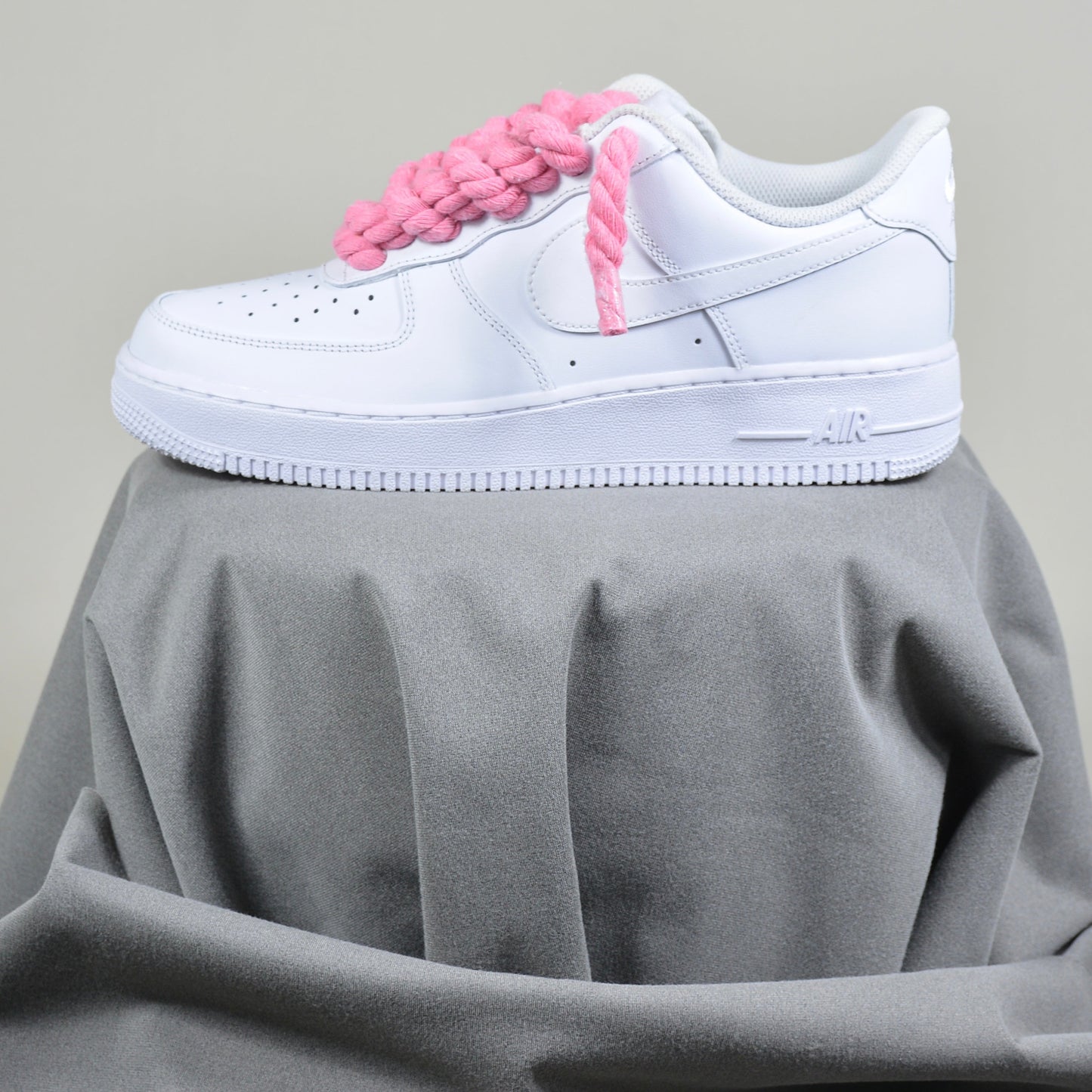 Pantofi Sport Nike Air Force 1 Low Custom Rope Laces Pink-Siret gros roz