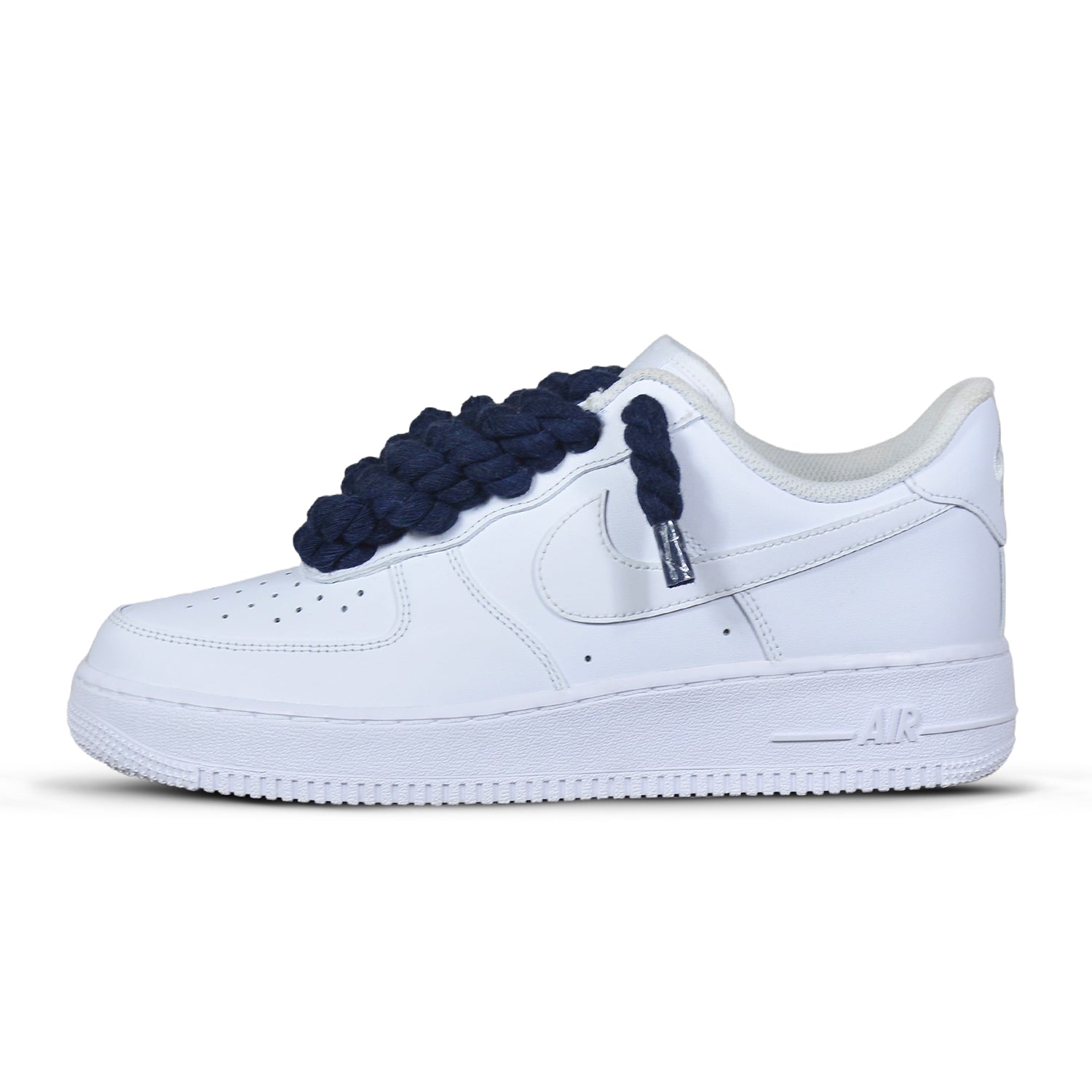 Air Force 1 Low Custom Rope Laces White Blue Navy