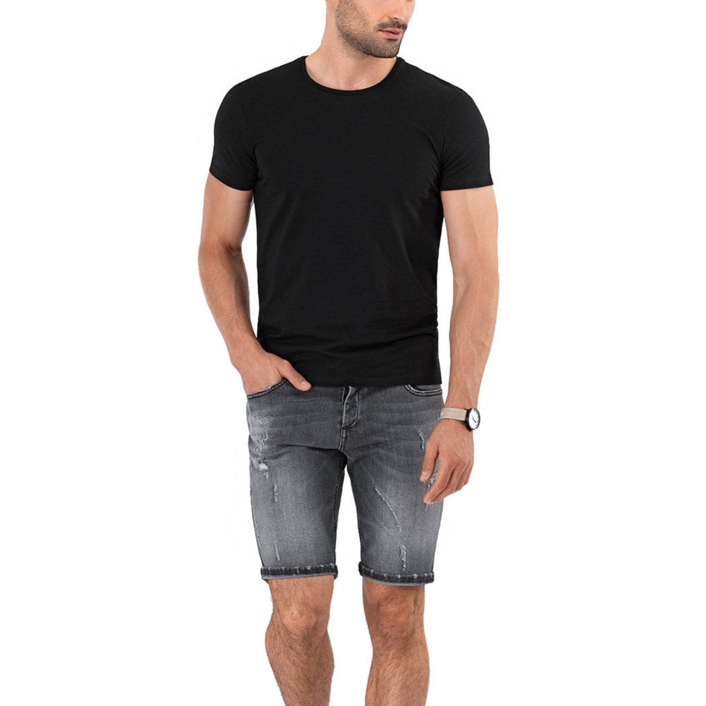 Blugi Scurti Denim Slim Fit Albastru