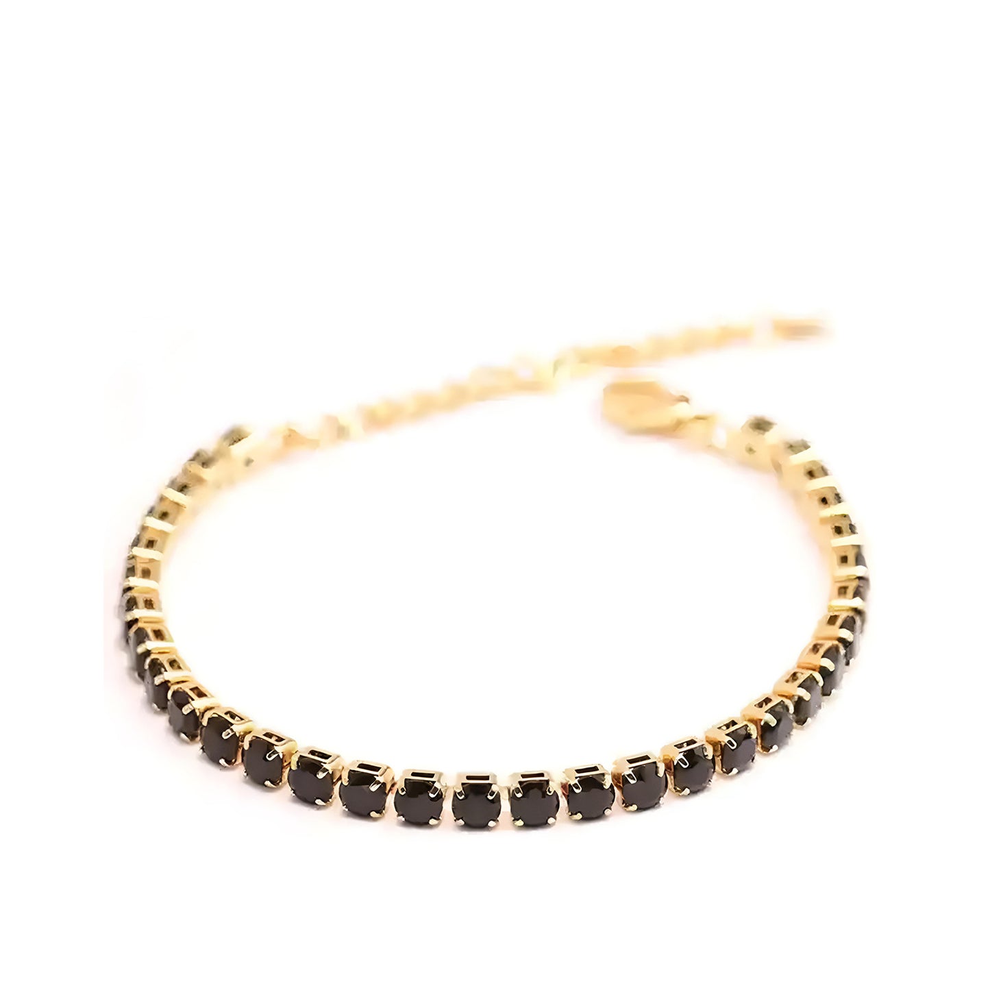 Bratara Tennis Auriu Negru Rotund