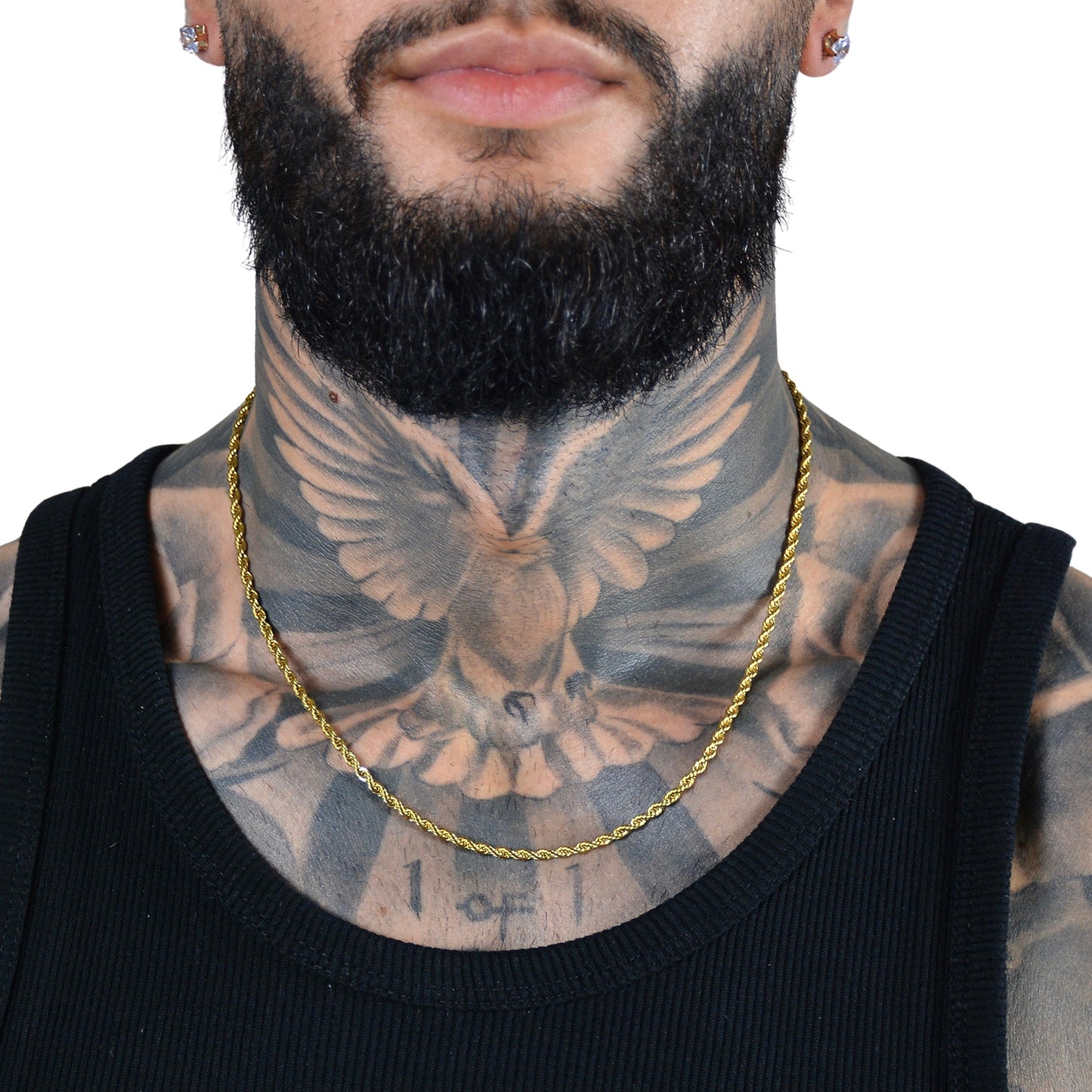 Colier Lant Auriu Rope Finut Otel Inoxidabil