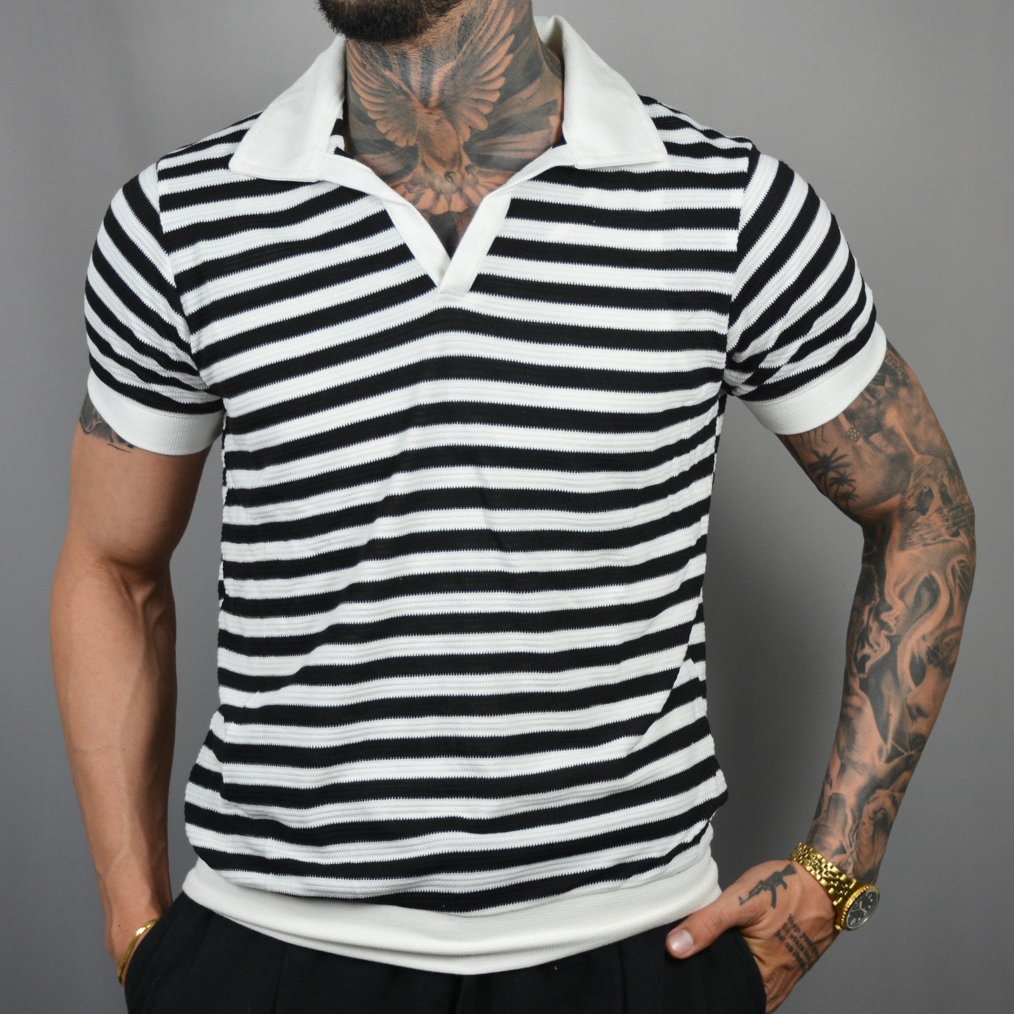 Tricou Polo Old Money Zebra White Black