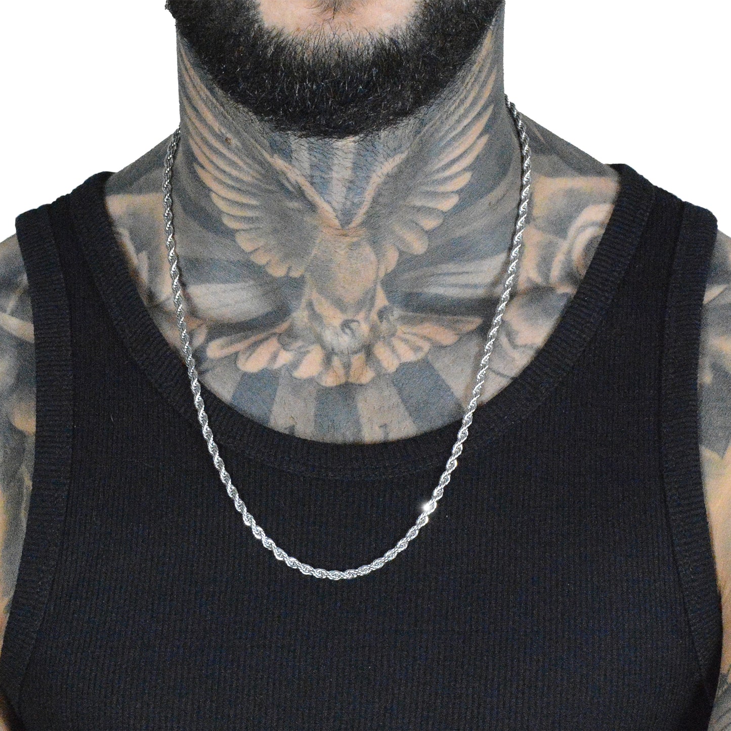 Colier Gros Argintiu Stil Sfoara- Rope