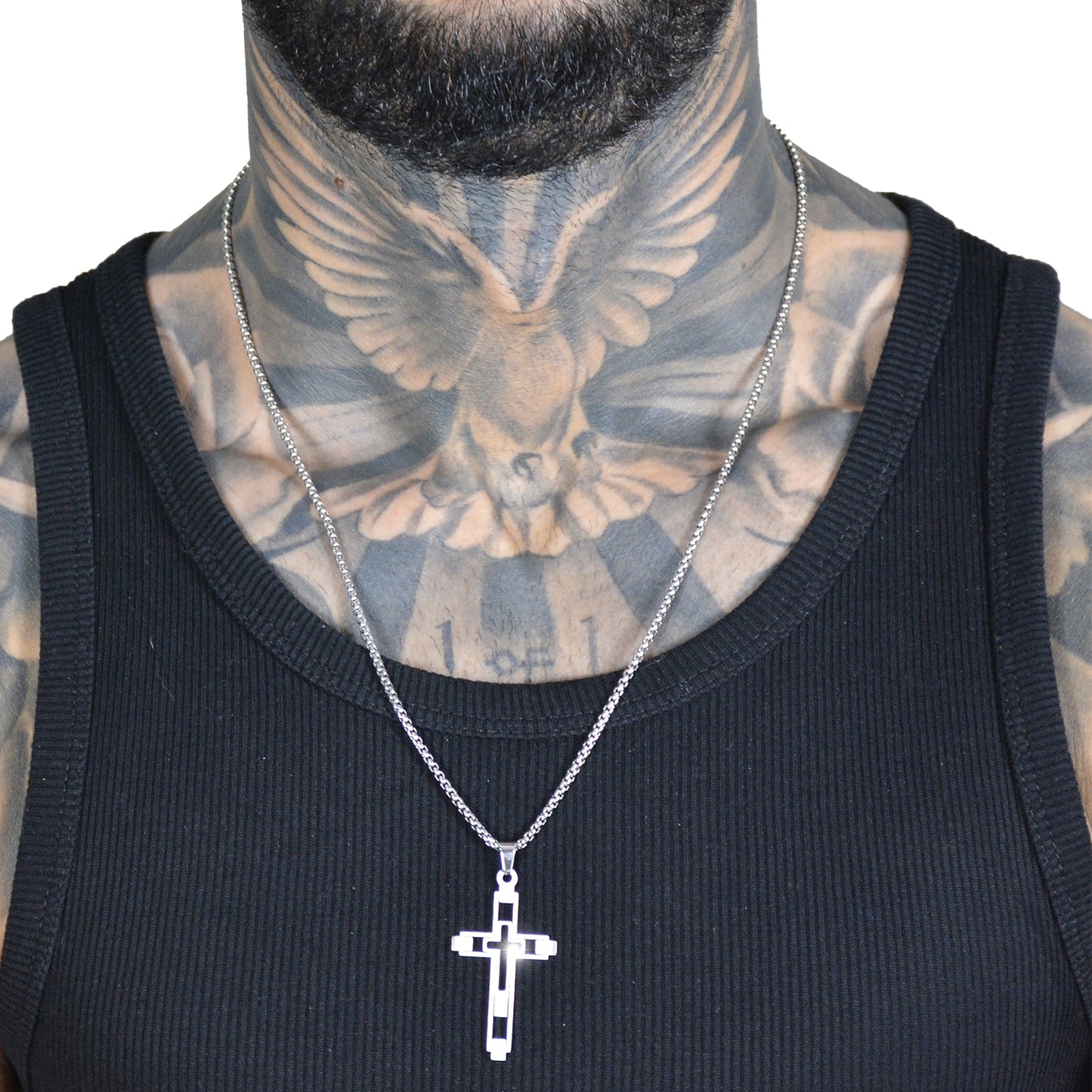 Colier cu Cruce Simplu Argintiu