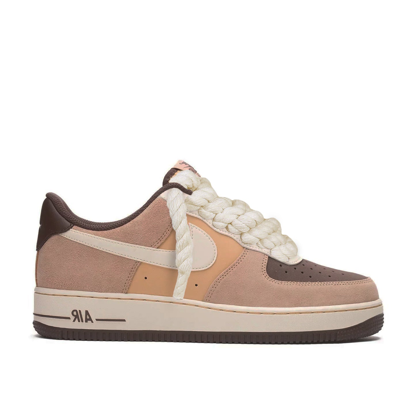 Pantofi Sport Nike Air Force 1 Low Hemp Coconut Milk Custom Rope Laces-Siret gros bej