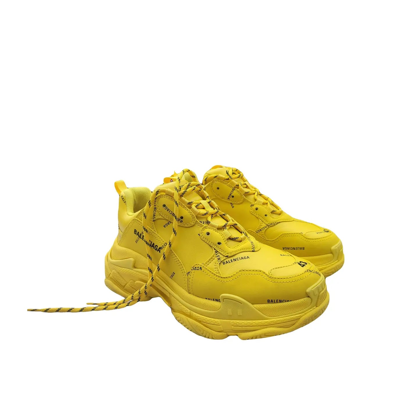 Pantofi Sport Balenciaga Triple S All Over Logo Yellow Galben Citron