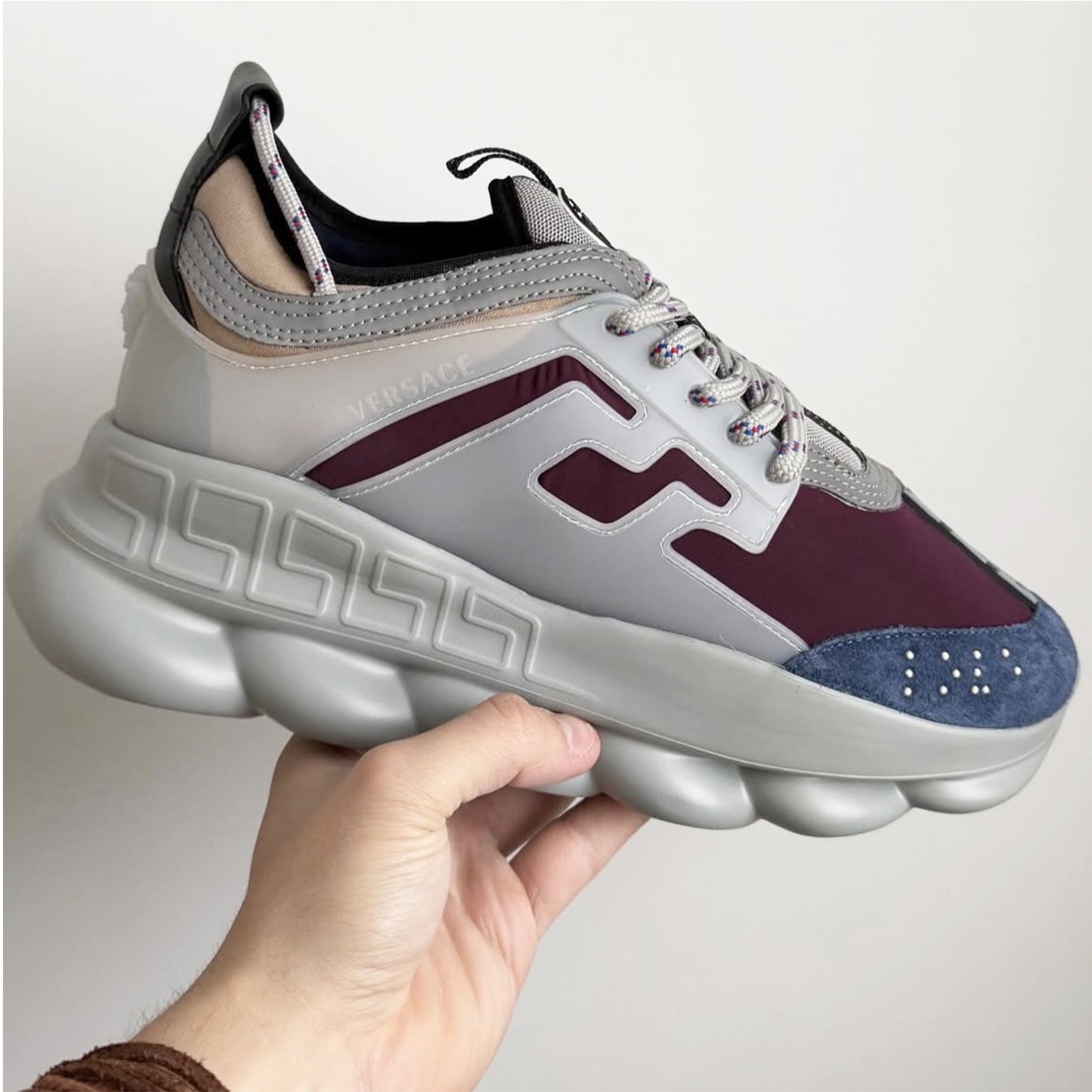 Pantofi Sport Versace Chain Reaction V3 Burgundy Grey
