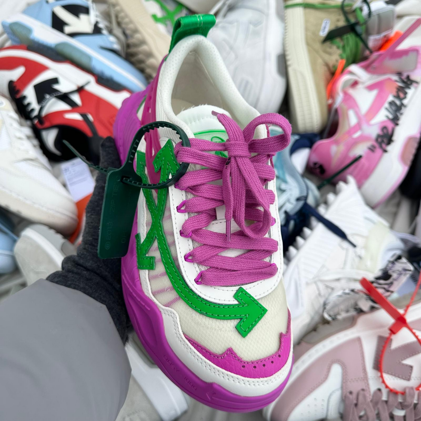 Pantofi Off-White Odsy-1000 Fuchsia Green