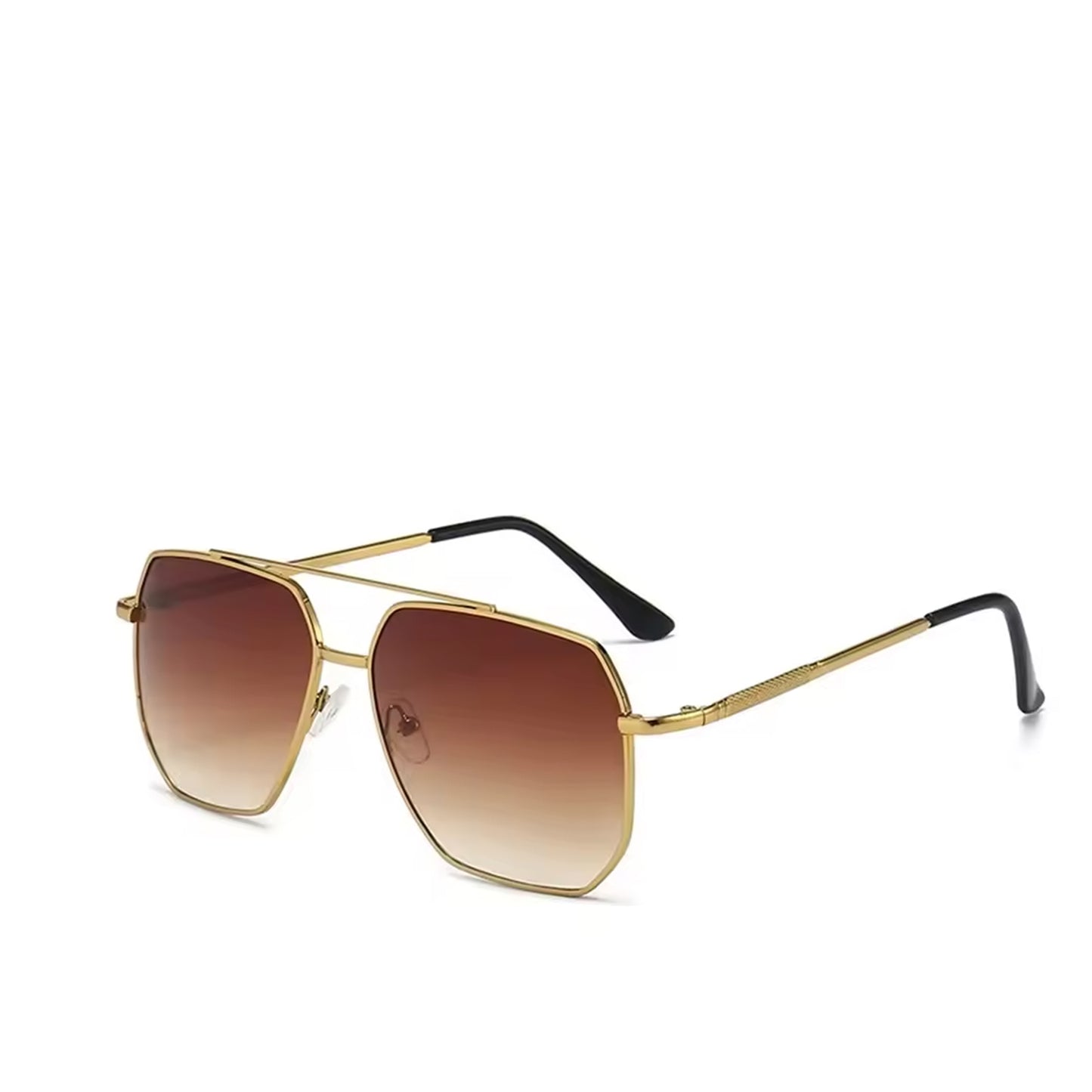 Ochelari de Soare Aviator Hexagonali Golden Barbat