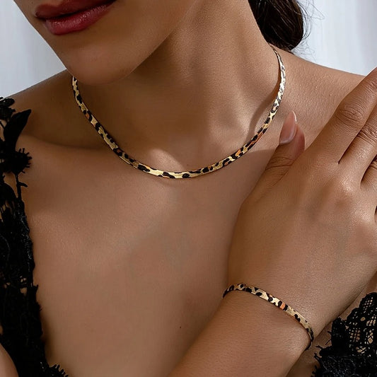 Set Colier+Bratara Snake Auriu Femei Animal Print