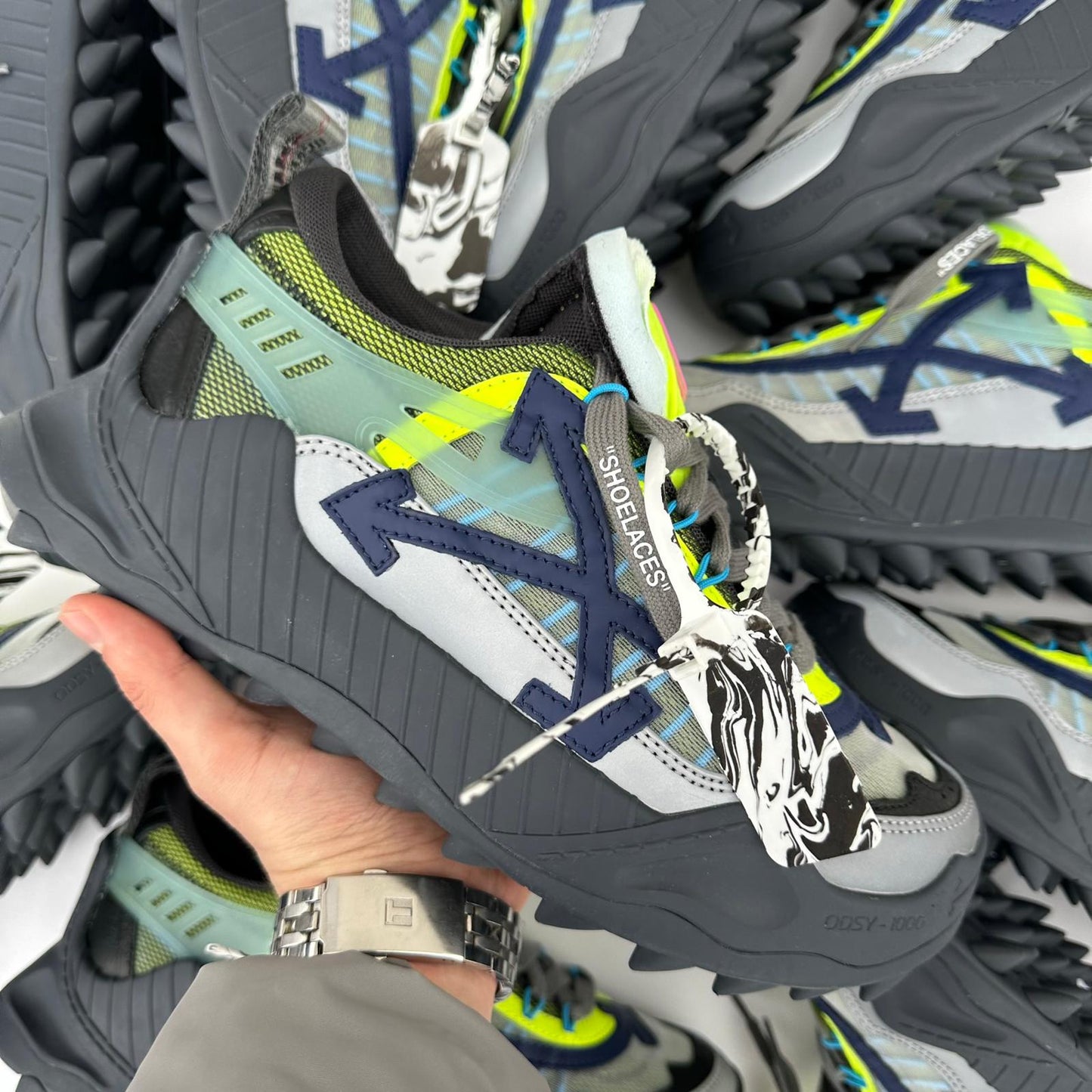 Pantofi Sport Off-White Odsy-1000 Black Blue Yellow Gri Neon