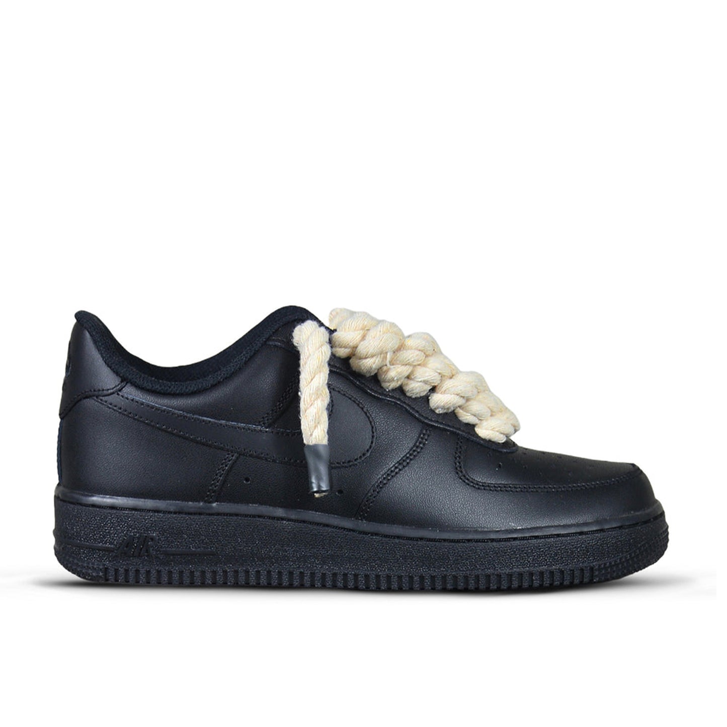 Pantofi Sport Nike Air Force 1 Low Custom Rope Laces Bej Black Sand-Siret bej gros