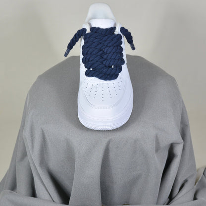 Air Force 1 Low Custom Rope Laces White Blue Navy