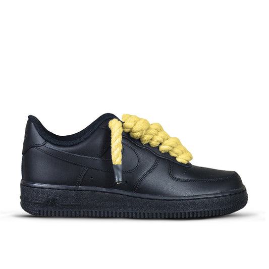 Pantofi Sport Air Force 1 Low Custom Rope Laces Black Yellow Galben