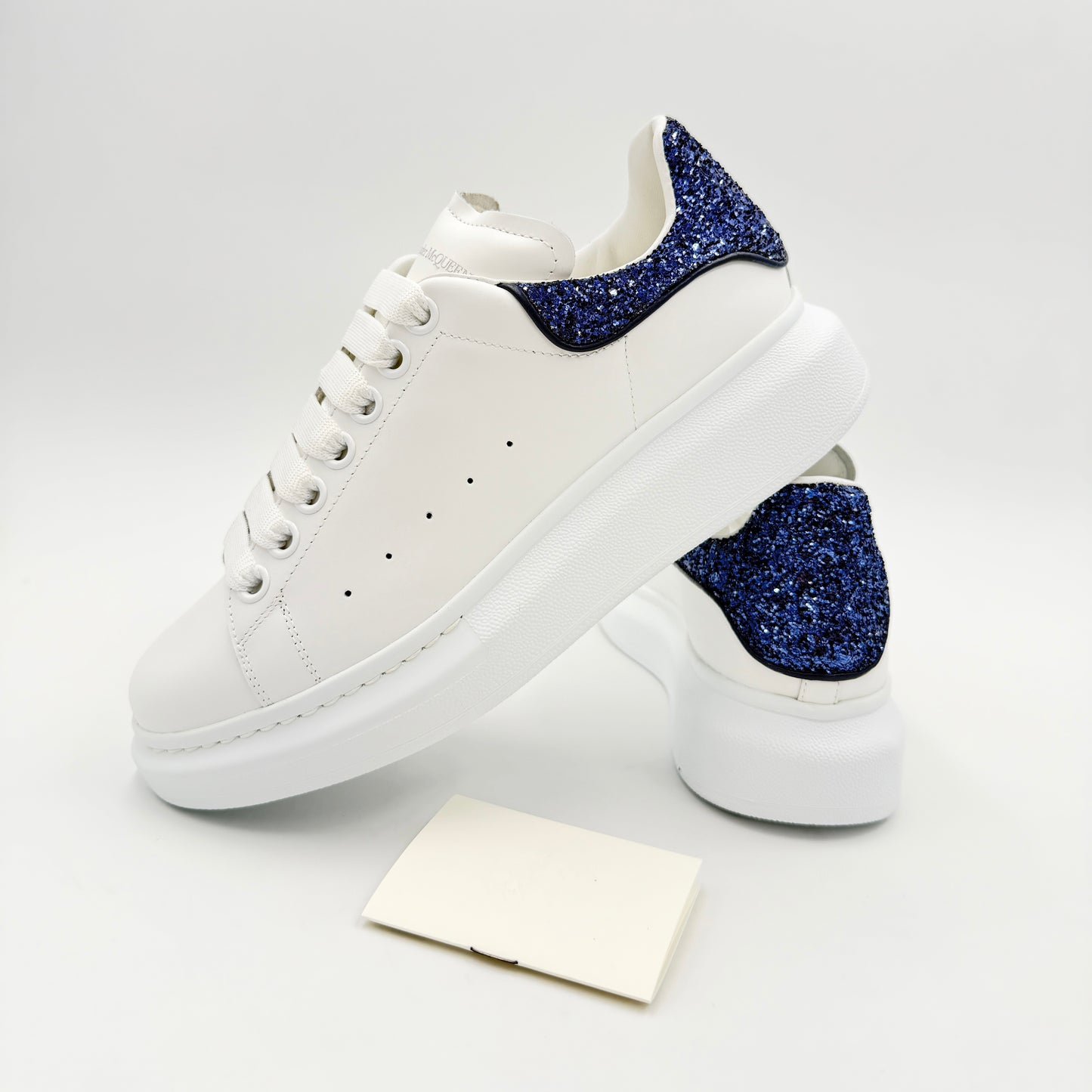 Alexander McQueen Glitter White Navy Albastru