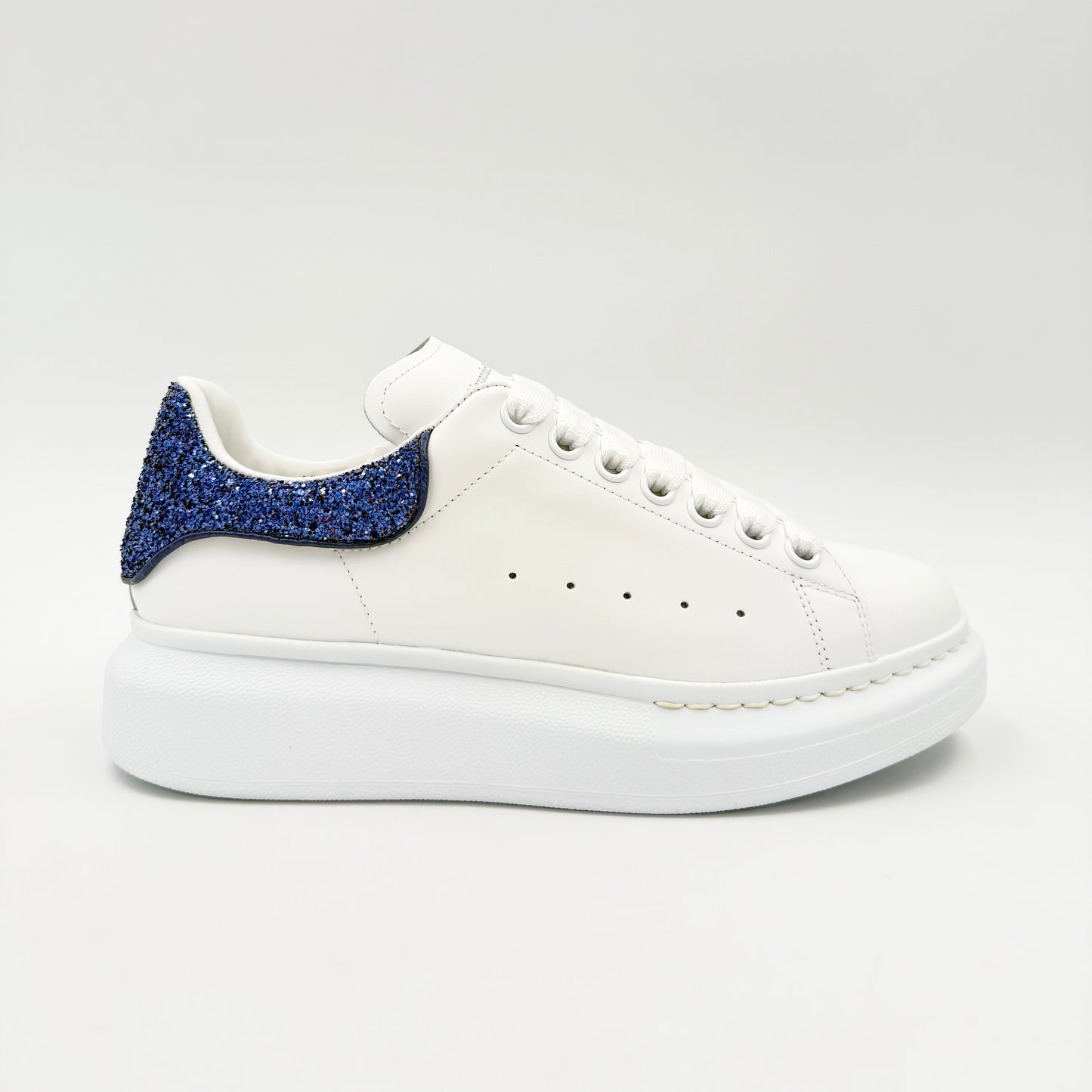 Alexander McQueen Glitter White Navy Albastru