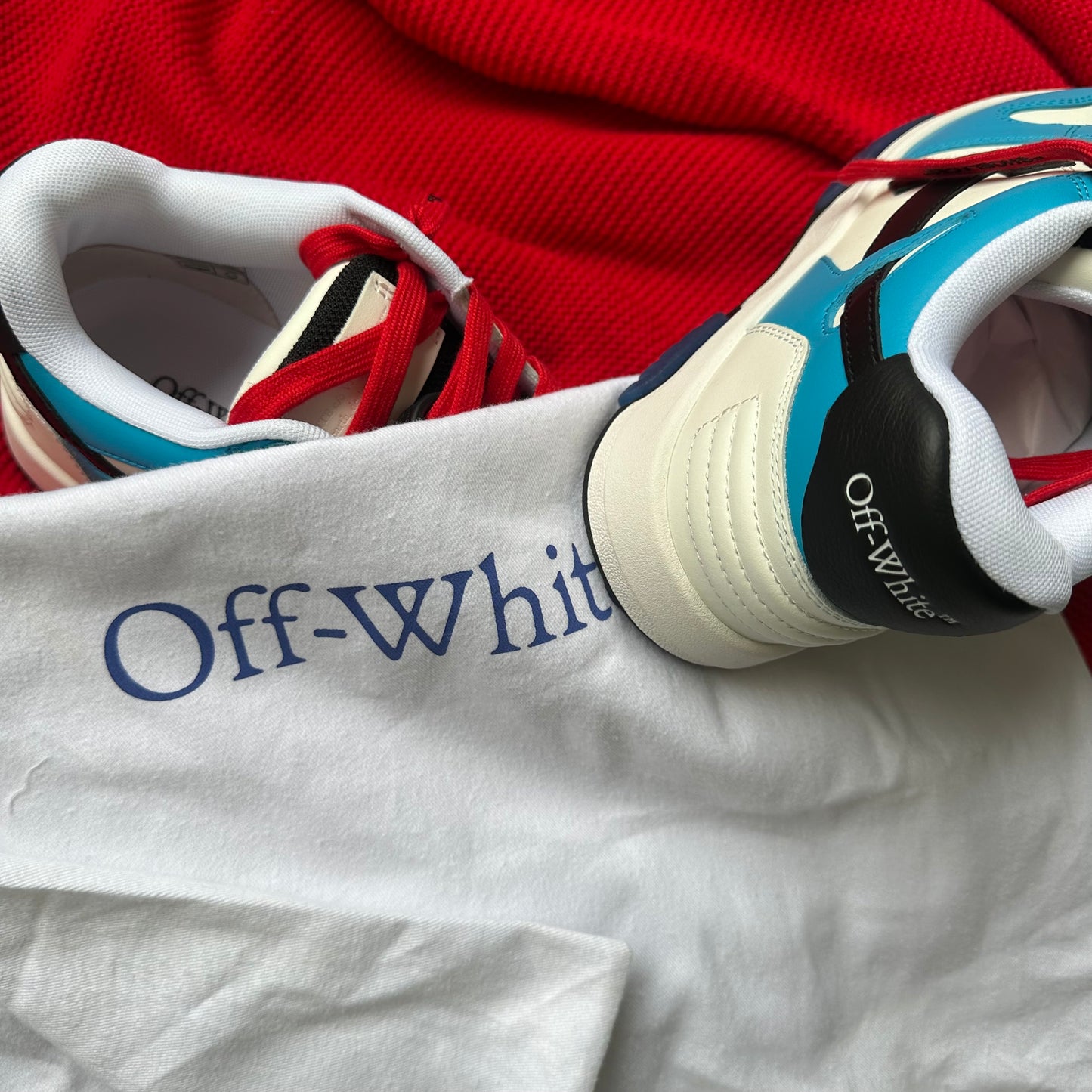 Pantofi Sport Off-White Out Of Office Low White Arctic Blue Red OMIA189S23LEA0014510