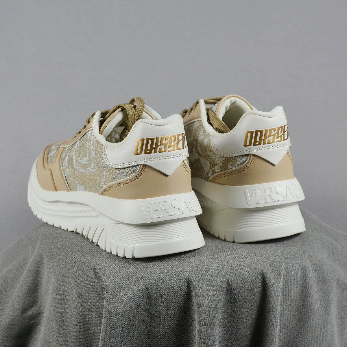 Pantofi Sport Versace Odissea Baroc Floral Motif Bej Crem