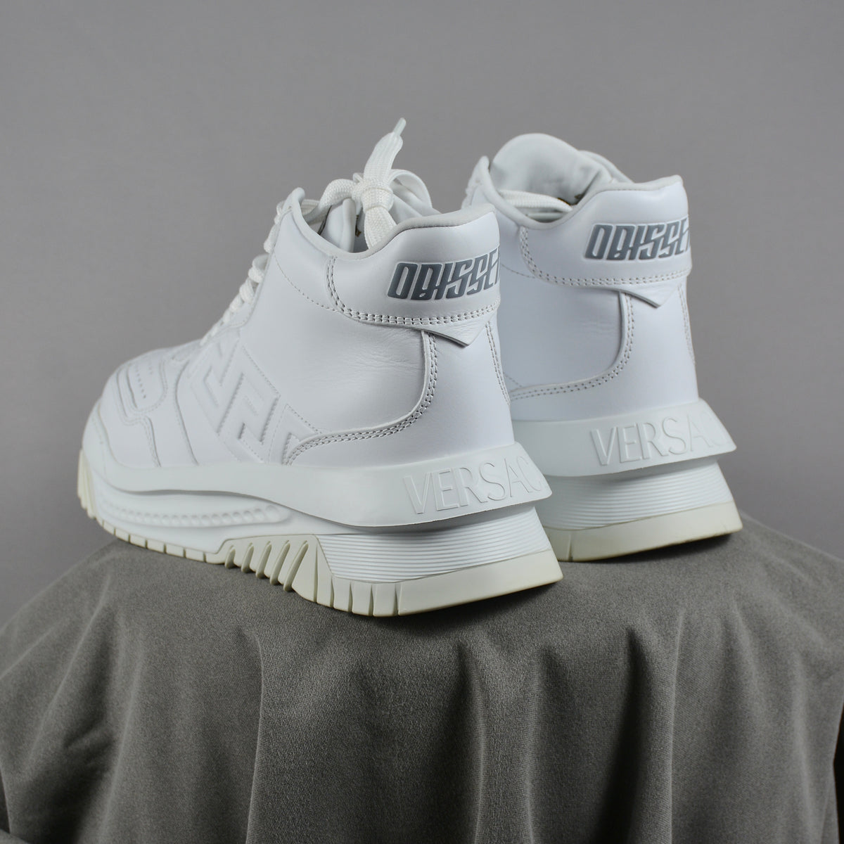 Pantofi Sport Versace Odissea High Top Triple White Alb