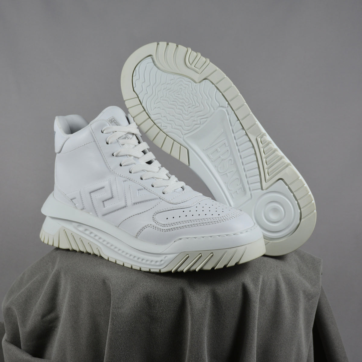 Pantofi Sport Versace Odissea High Top Triple White Alb