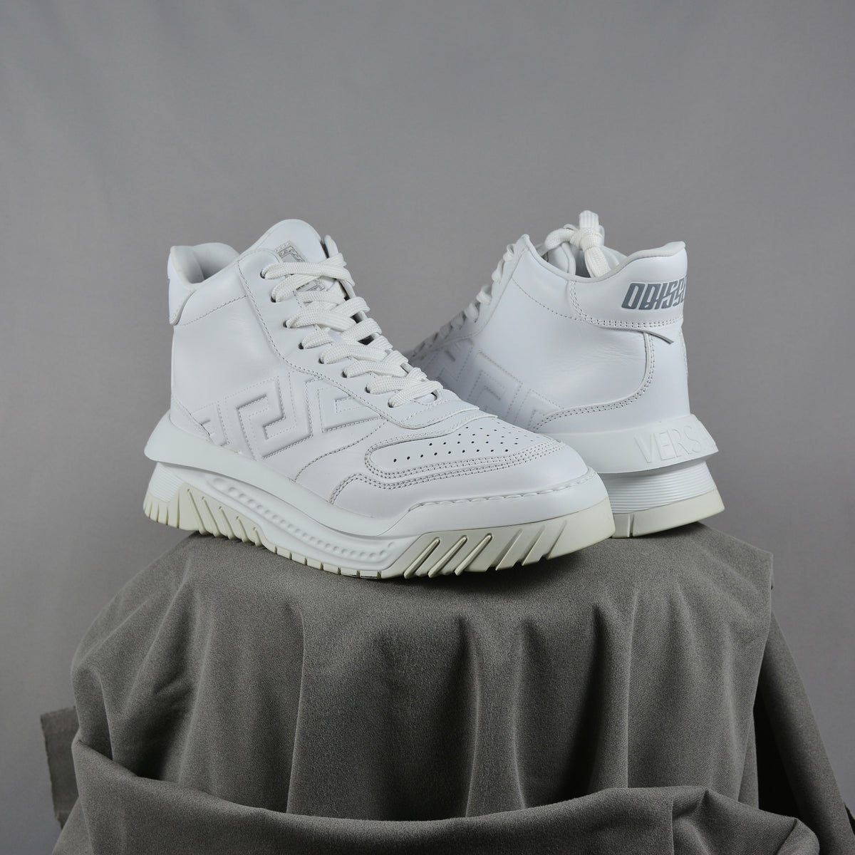Pantofi Sport Versace Odissea High Top Triple White Alb