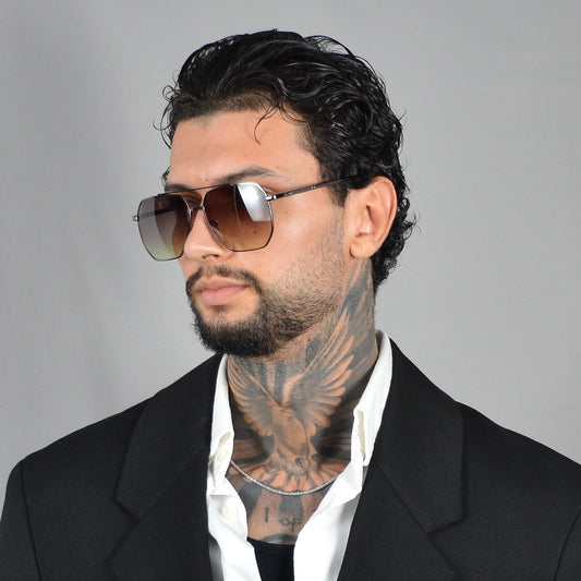 Ochelari de Soare Aviator Hexagonali Dark Yellow Barbat
