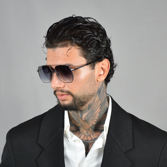 Ochelari de Soare Aviator Hexagonali Gun Grey Barbat