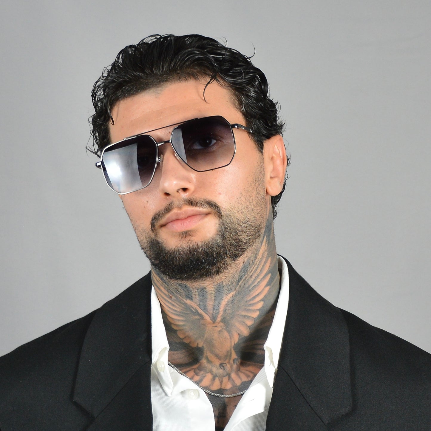 Ochelari de Soare Aviator Hexagonali Gun Grey Barbat