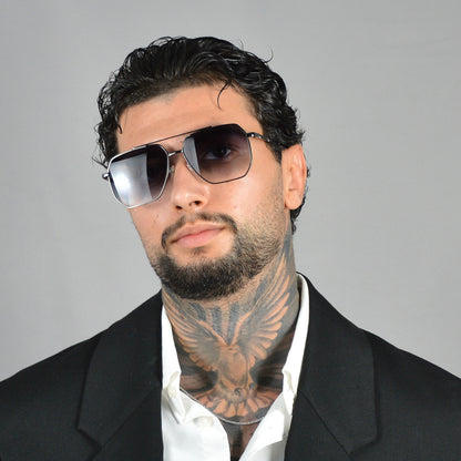 Ochelari de Soare Aviator Hexagonali Gun Grey Barbat