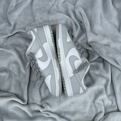 Pantofi Sport Nike Dunk Low Grey Custom Rope Laces-Siret Gros Gri