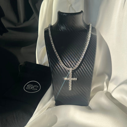 Colier Tennis Argintiu cu Cruce Silver