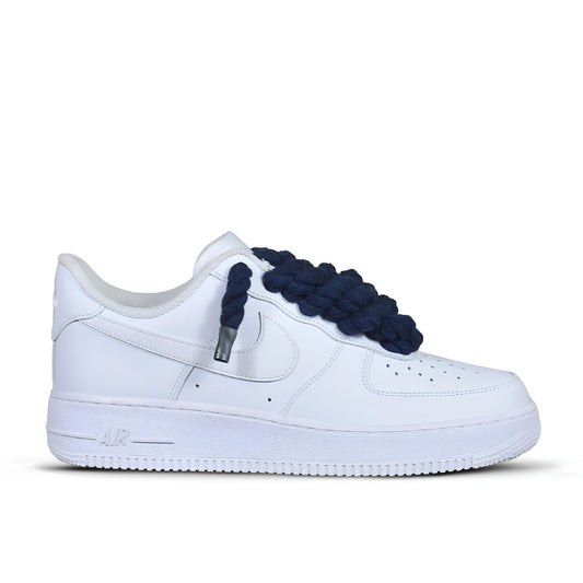 Pantofi Sport Nike Air Force 1 Low Custom Rope Laces Navy Blue-siret gros bleumarin