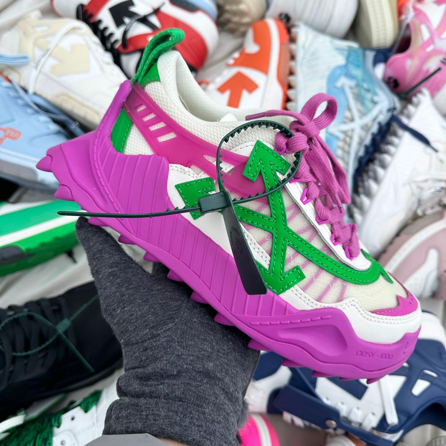 Pantofi Off-White Odsy-1000 Fuchsia Green