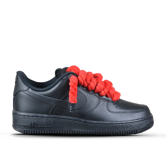 Pantofi Sport Nike Air Force 1 Low Custom Black Red Lace-Siret Rosu Gros