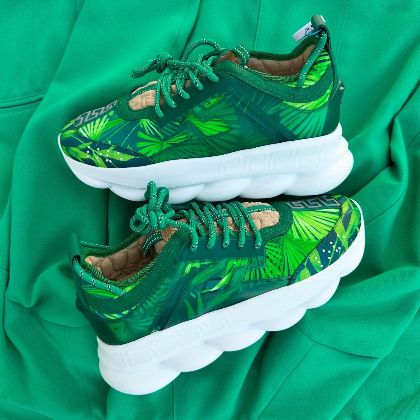 Pantofi Sport Versace Chain Reaction Concepts JLO 2000 Jungle Tropical Green-Emerald