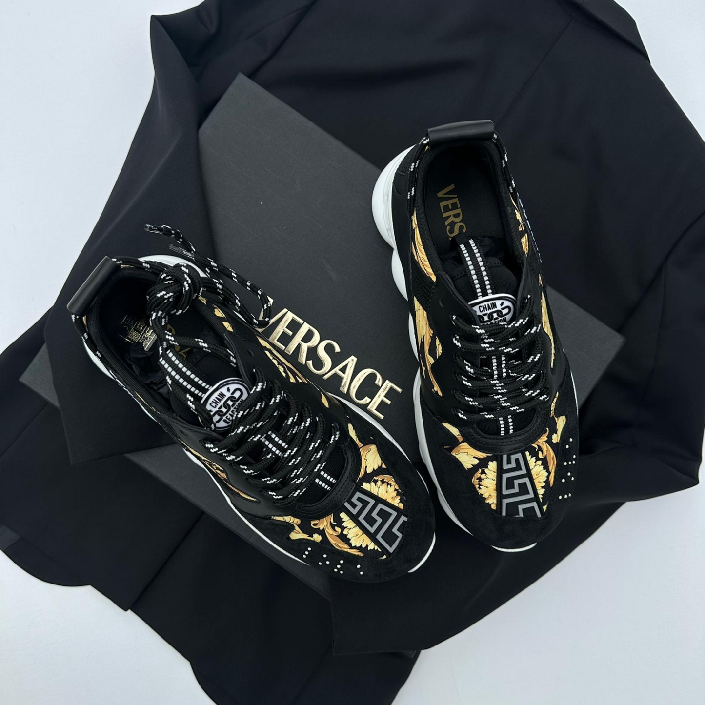Pantofi Sport Versace Chain Reaction V3 Negru-Barocco Print