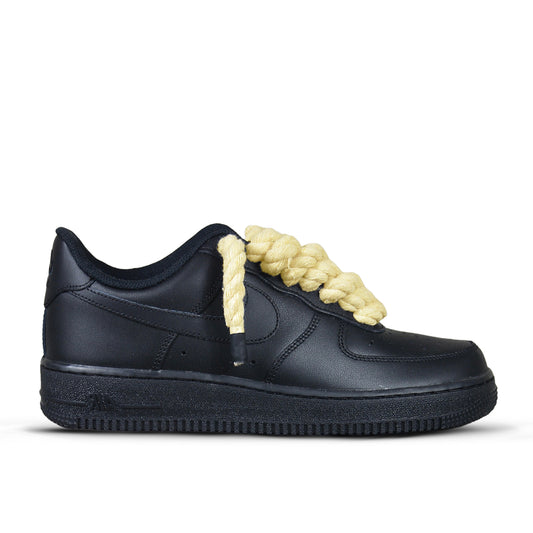 Pantofi Sport Air Force 1 Low Custom Rope Laces Black Yellow Galben