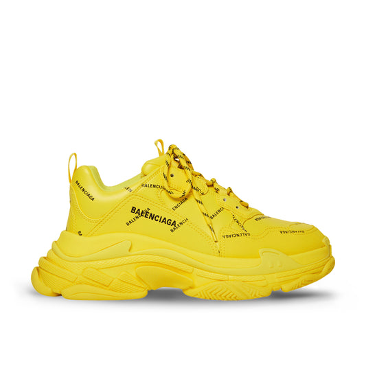 Pantofi Sport Balenciaga Triple S All Over Logo Yellow Galben Citron
