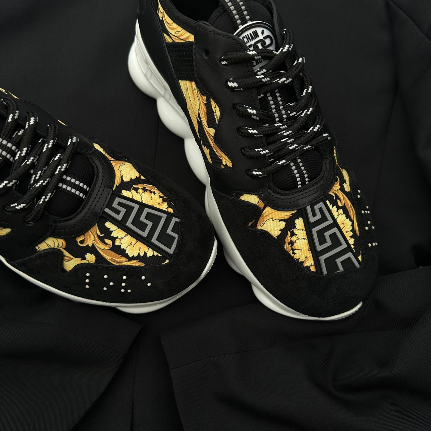 Pantofi Sport Versace Chain Reaction V3 Negru-Barocco Print