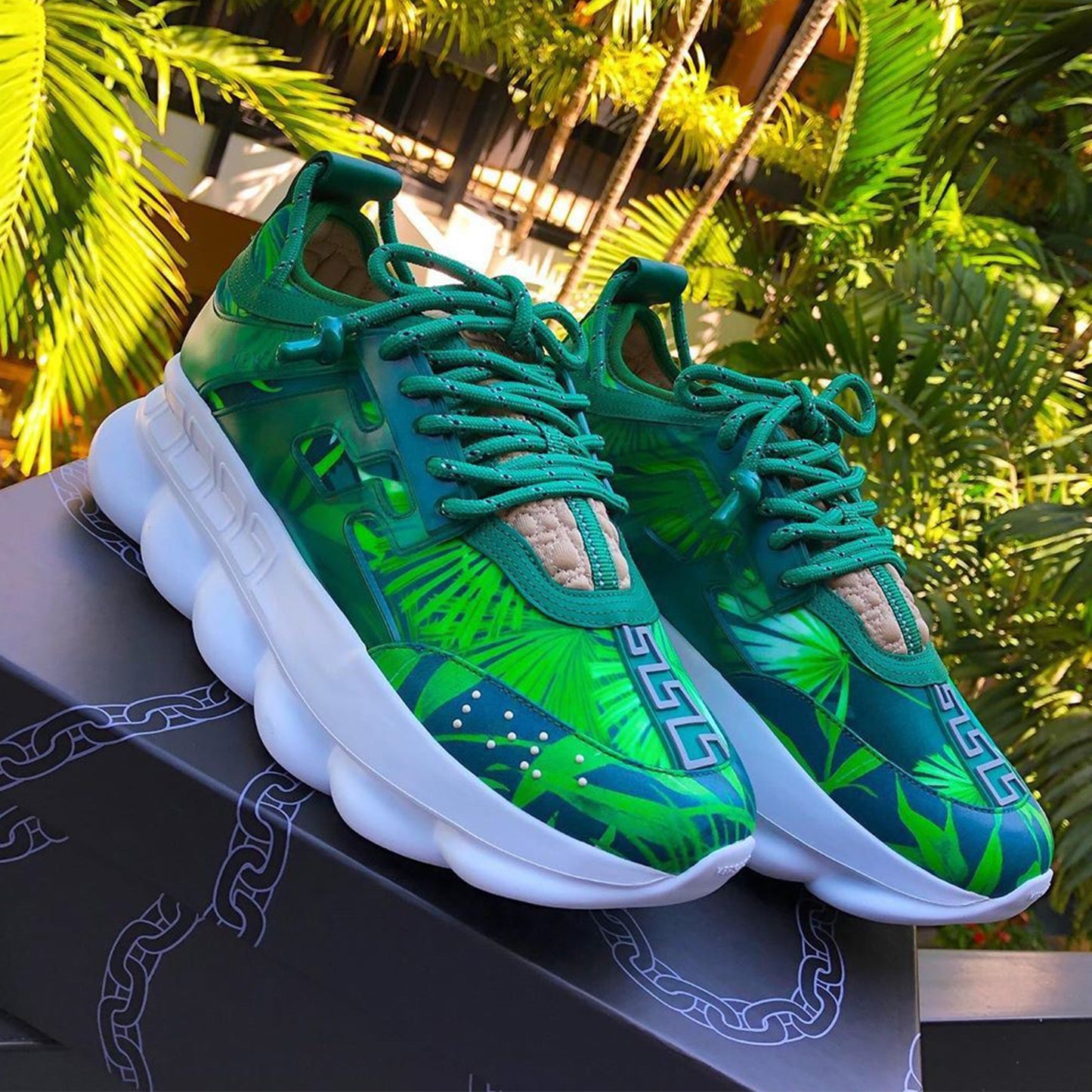 Versace Chain Reaction Concepts JLO 2000 Jungle Tropical Green-Emerald