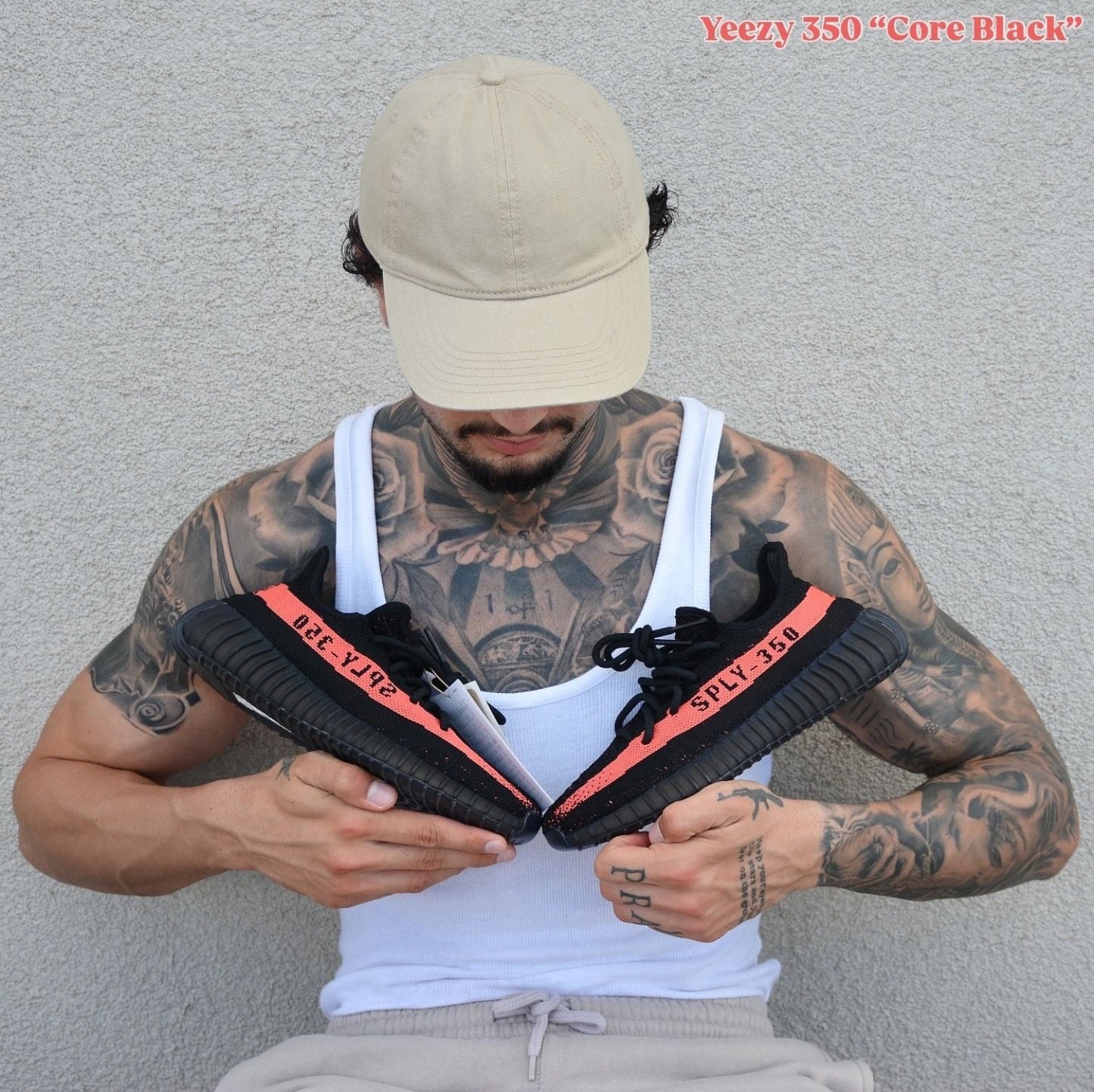 Pantofi Sport Yeezy Boost 350 V2 Core Black-Red Stripe