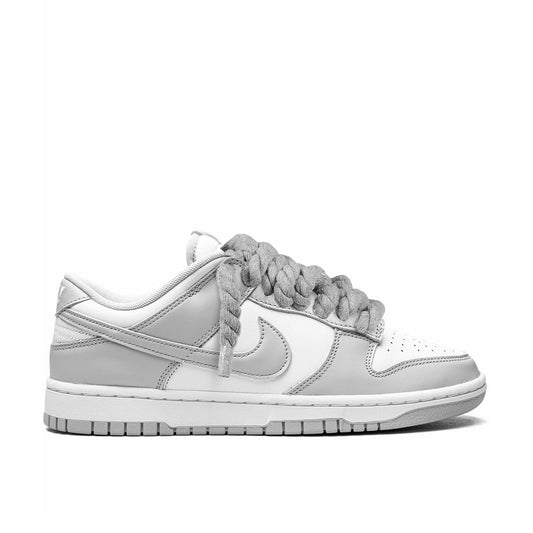 Pantofi Sport Nike Dunk Low Fog Grey Custom Rope Laces-Siret Gros Gri