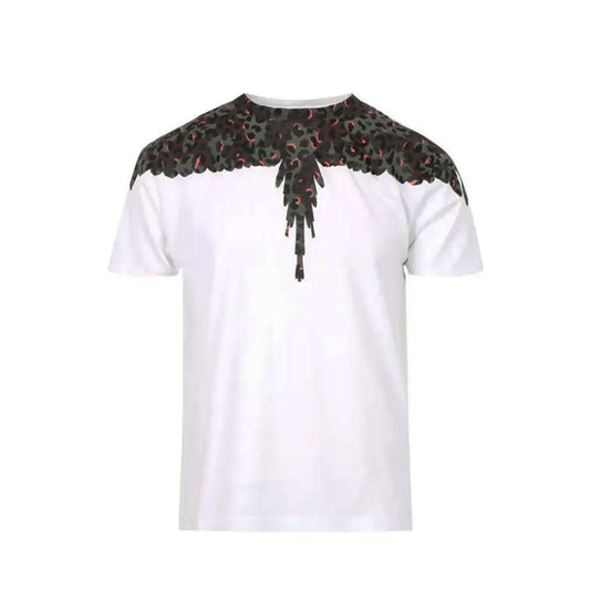 Tricou Marcelo Burlon White Leopard Multicolor Wings CMAA018S23JER005