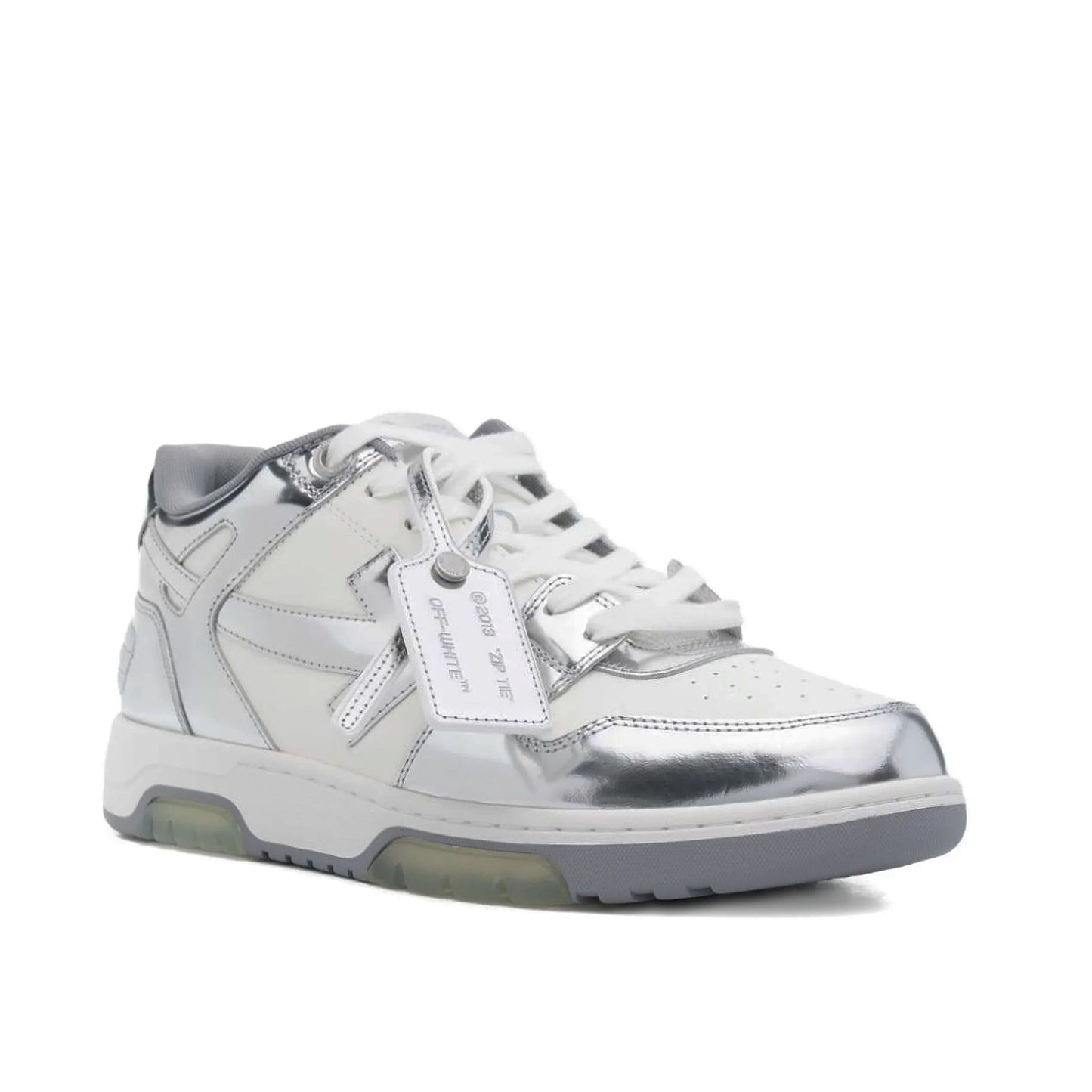 Pantofi Sport Off-White Out Of Office Low White Silver Lucios Gri