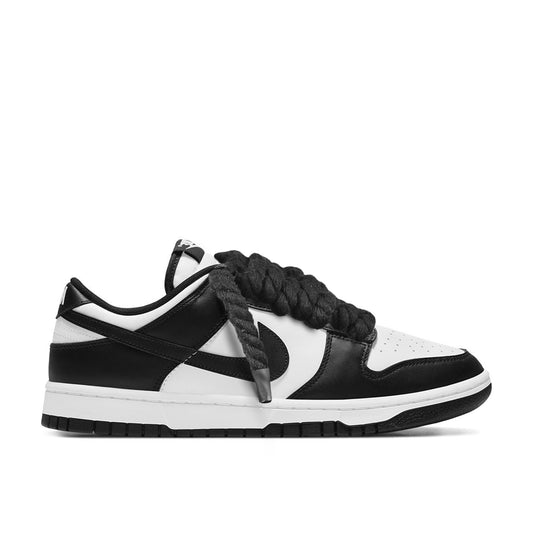 Pantofi Sport Nike Dunk Low Panda Custom Rope Laces -Siret Negru