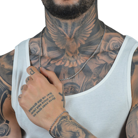 Set Colier+Bratara Stil Sfoara-Rope Argintiu Unisex