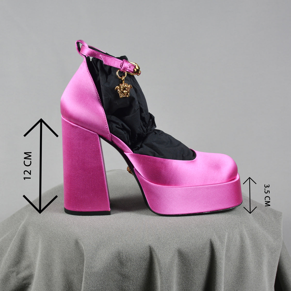 Pantofi Eleganti Platforma Cu Toc Versace Siclam Roz Pandantiv Medusa