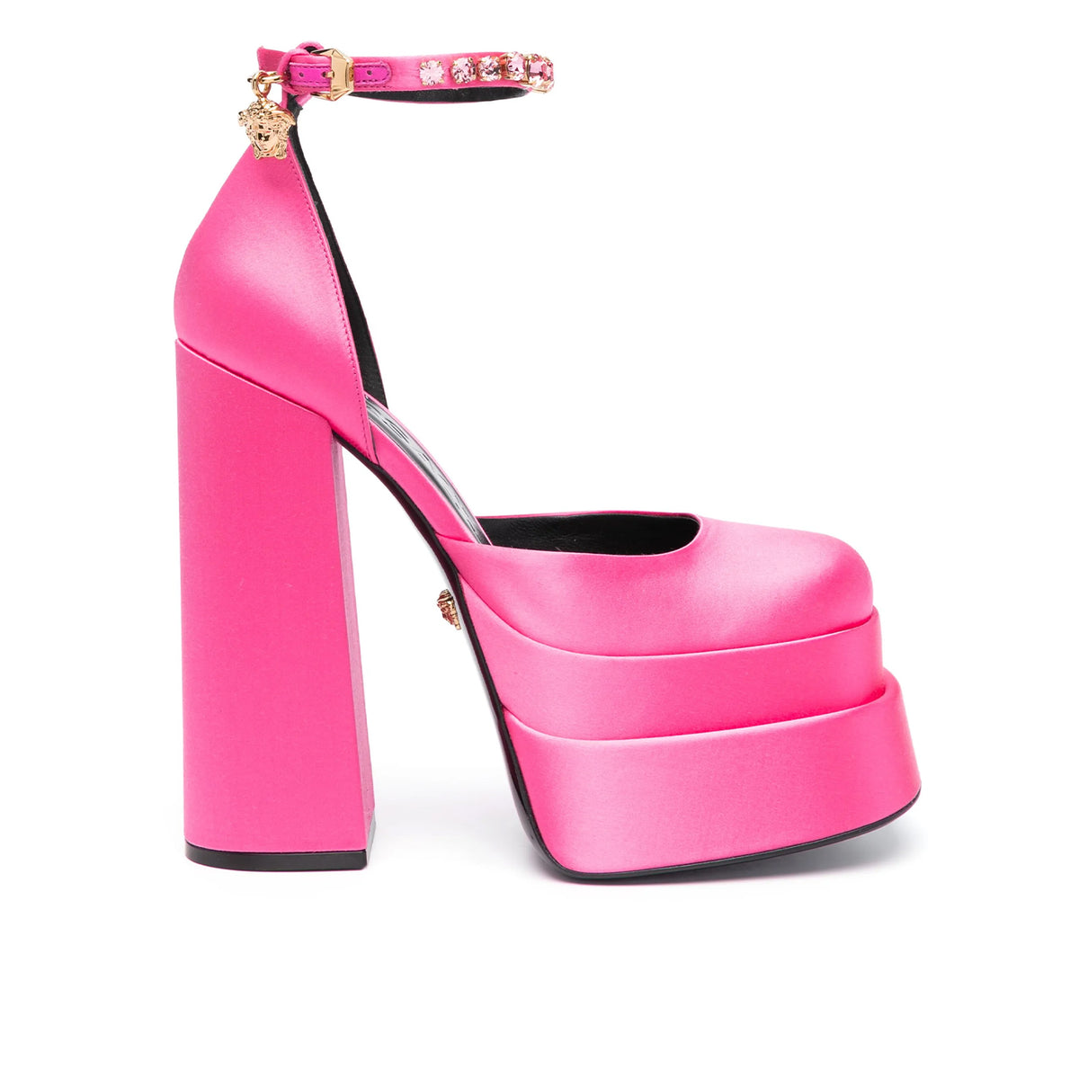 Pantofi Eleganti Platforma Cu Toc Versace Siclam Roz Pandantiv Medusa